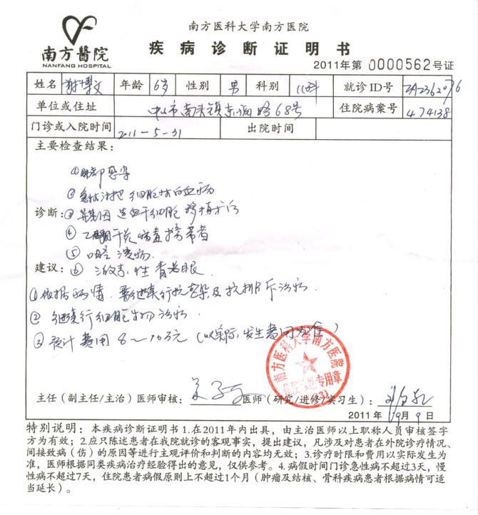 ҽԺ�����֤��