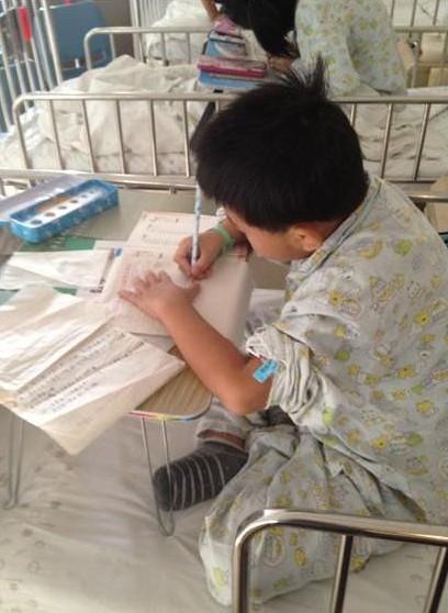 小贝贝休学怕跟不上,一早起来做新学期作业
