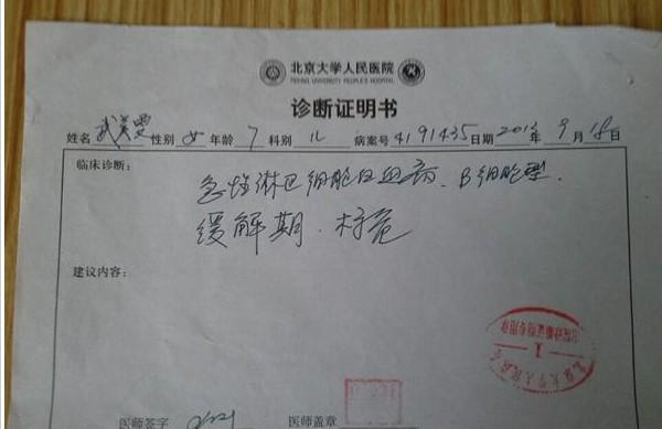 医院开的诊断证明书。