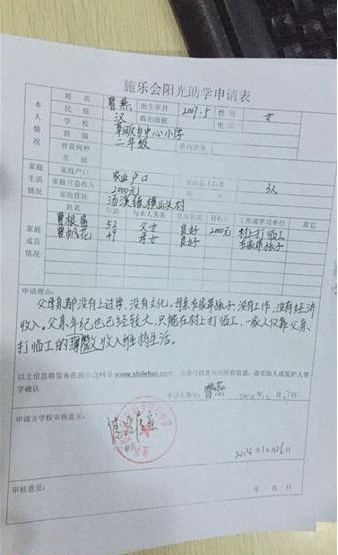 曹燕的求学申请。